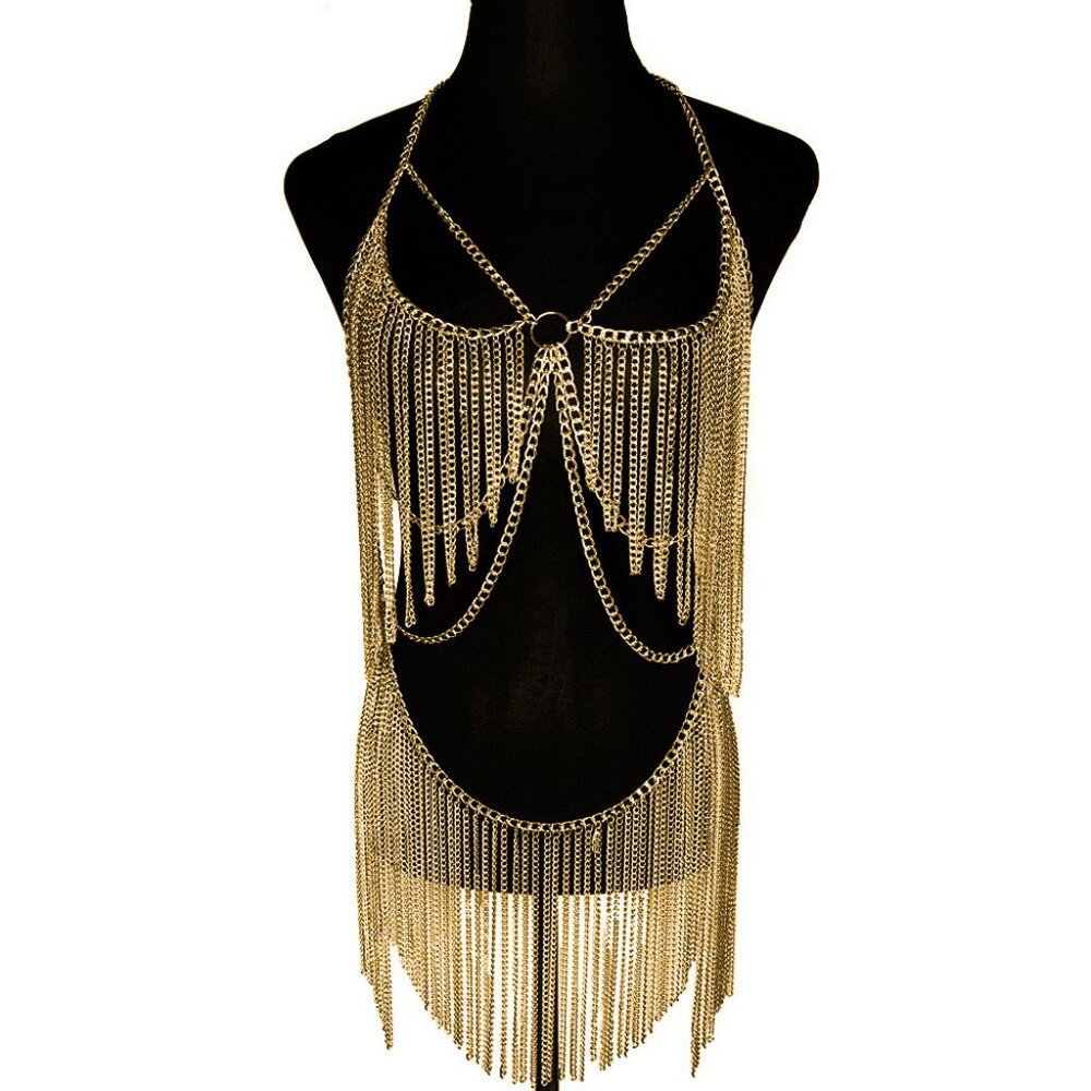 Gold Chain Fringe Body Harness - Picture 5 of 6